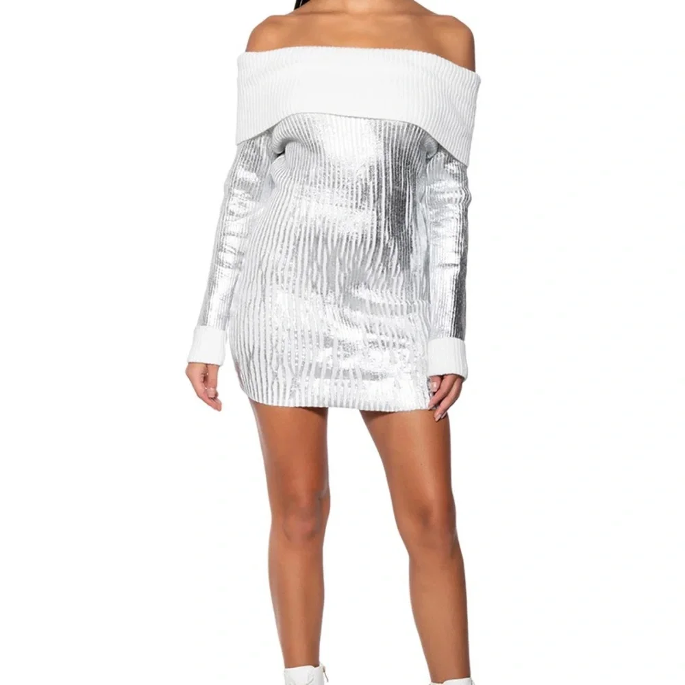 TAKE ME TO ASPEN METALLIC MINI DRESS - XL - Picture 5 of 6